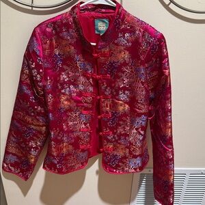 Old Navy Red and Teal Satin Jacket